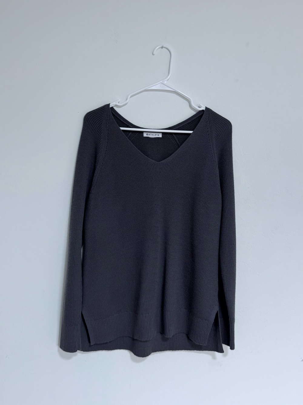 Athleta V-Neck Knit Sweater in Nightfall Purple